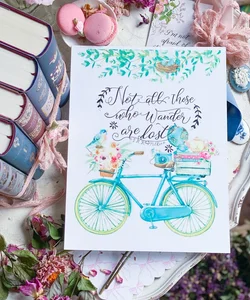 Discontinued Cottagecore Bicycle Bookish Art Print