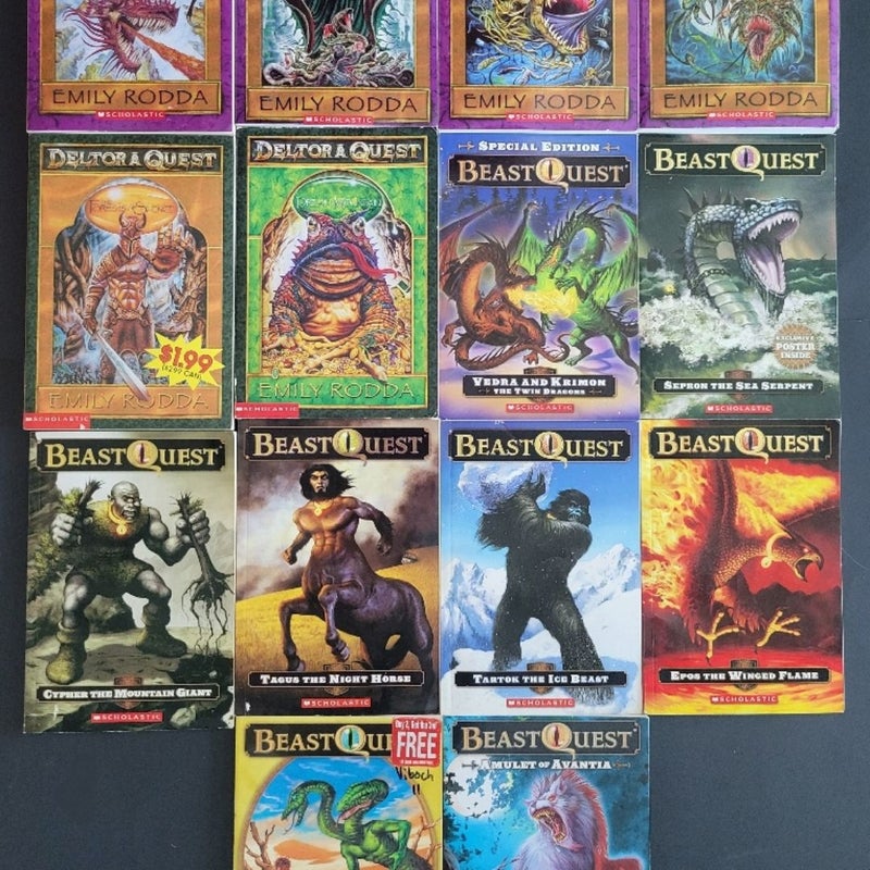 DRAGONS OF DELTORA AND BEAST QUEST LOT OF 14 BOOKS EMILY RODDA W/COMP. SET #1-4