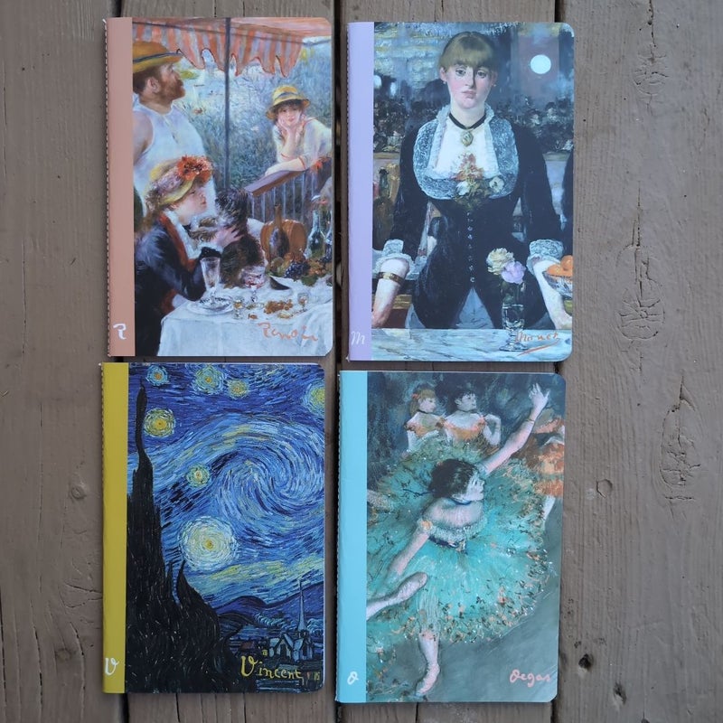 Set of 4 Impressionist Art notebooks