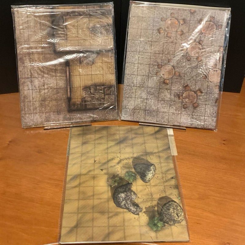 Pathfinder Game Mastery Flip-Mat Lot: Warehouse, Urban Tavern, Desert, NEW