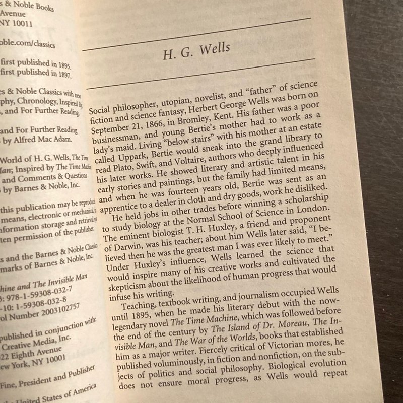 The Time Machine and the Invisible Man