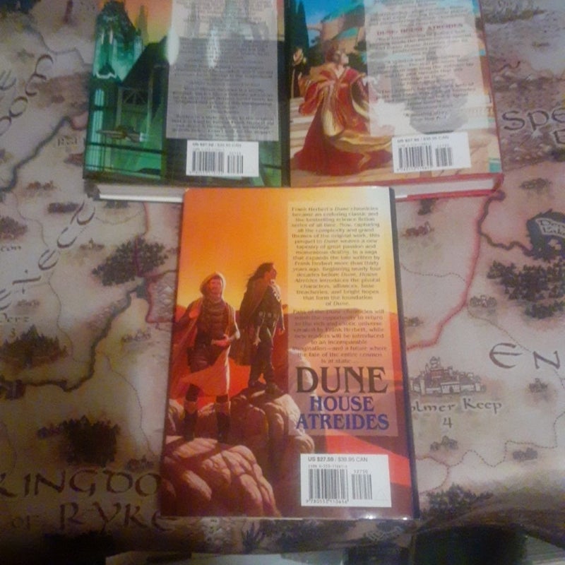 Dune Hardcover Prequel Trilogy 3 Book Lot! House Atreides, House Harkonnen, & House Corrino.
1st editions.

=0

