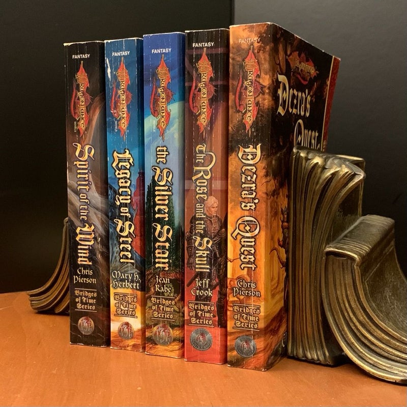 DragonLance: Complete Bridges of Time Series 1-5 Set: Spirit of the Wind, Legacy of Steel, The Silver Stair, The Rose and the Skull, Dezra’s Quest, All First Edition First Printing 