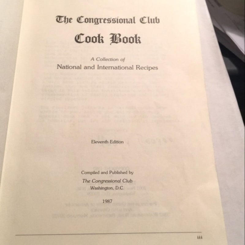 The Congressional Club Cook Book