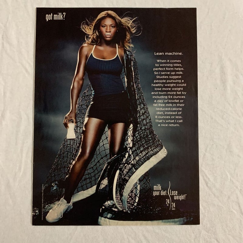 Serena Williams 2005 Got Milk Mustache Tennis Body Magazine Ad