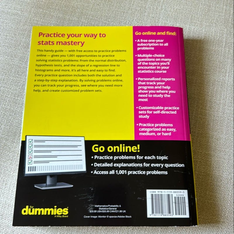 Statistics: 1001 Practice Problems for Dummies (+ Free Online Practice)