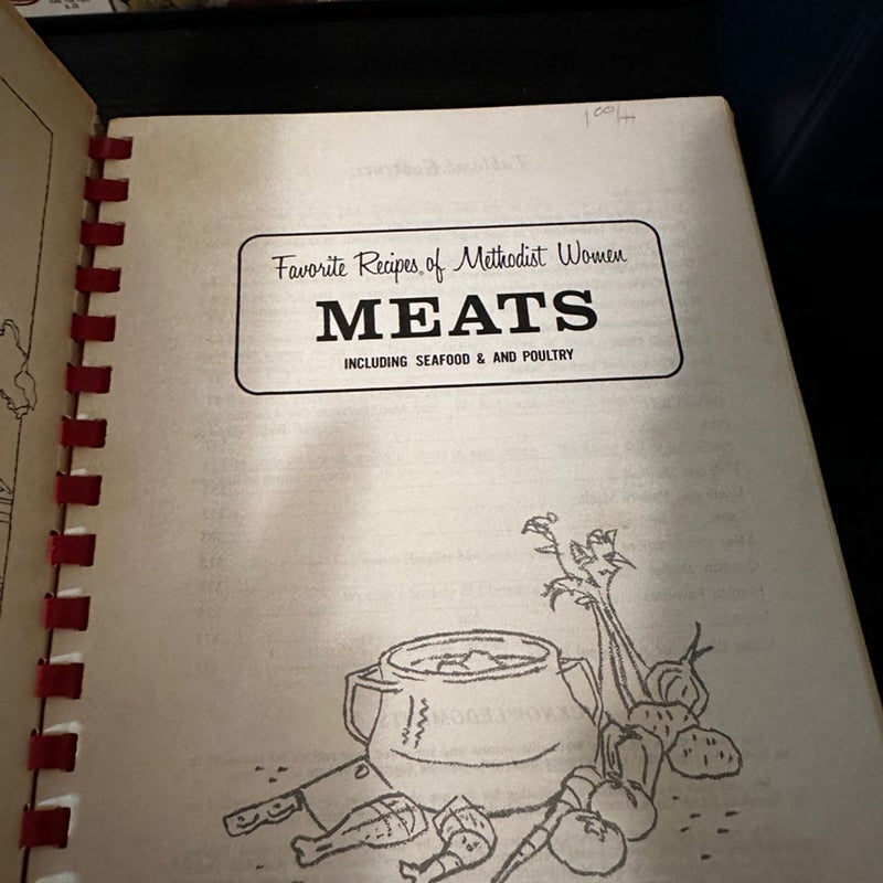 Favorite Recipes of Methodist Women MEATS Cookbook Spiral Bound 1960’s