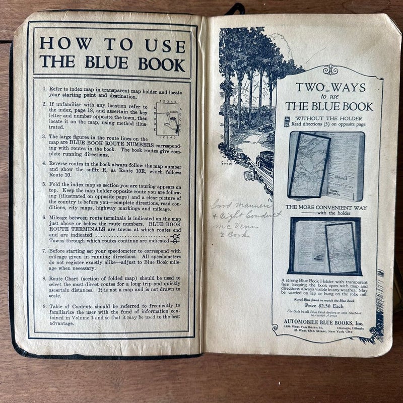 Automobile Blue Book with Original Map Holder
