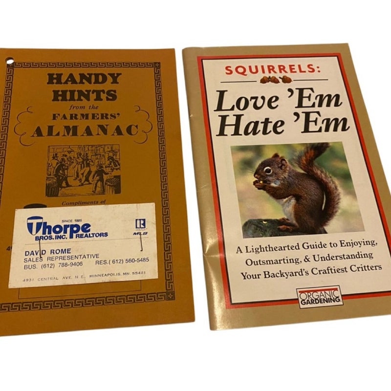 Lot Of 2 Handy Hints Farmers Almanac Squirrels Love Em Hate Em