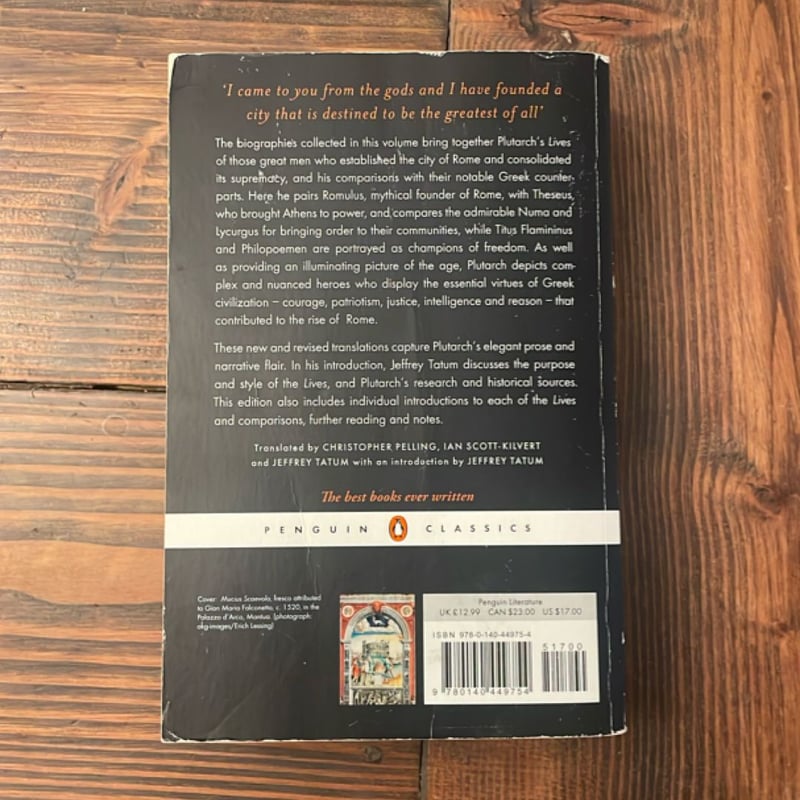 The Rise of Rome by Plutarch, Ian Scott-Kilvert, Christopher Pelling ...