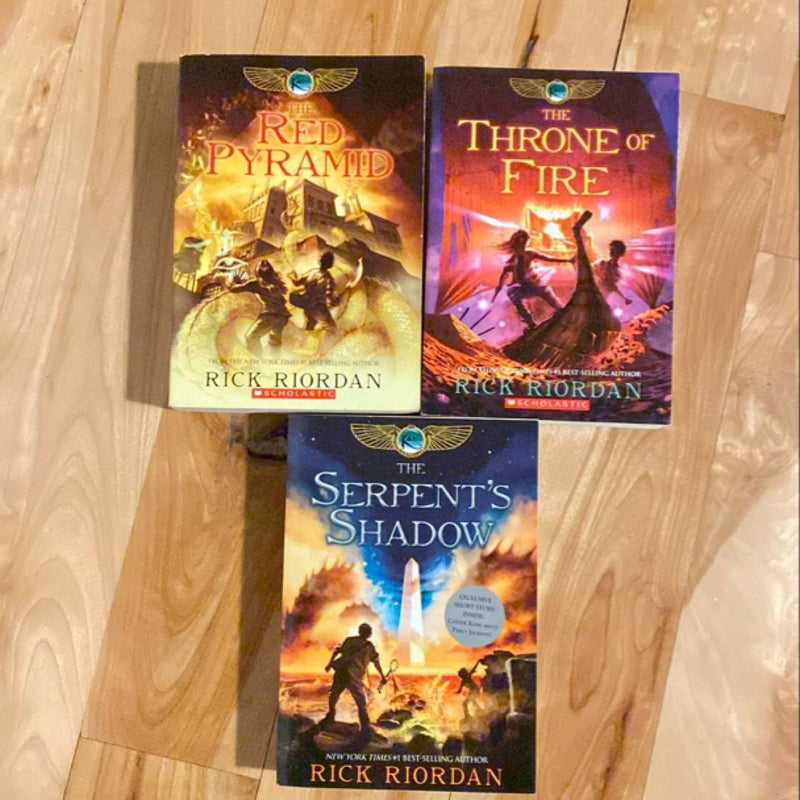 Set of 3 books The Red Pyramid Throne of Fire Serpents Shadow by Rick Riordan
