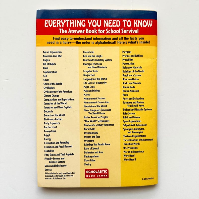 Everything You Need to Know, School Survival, Scholastic 2001