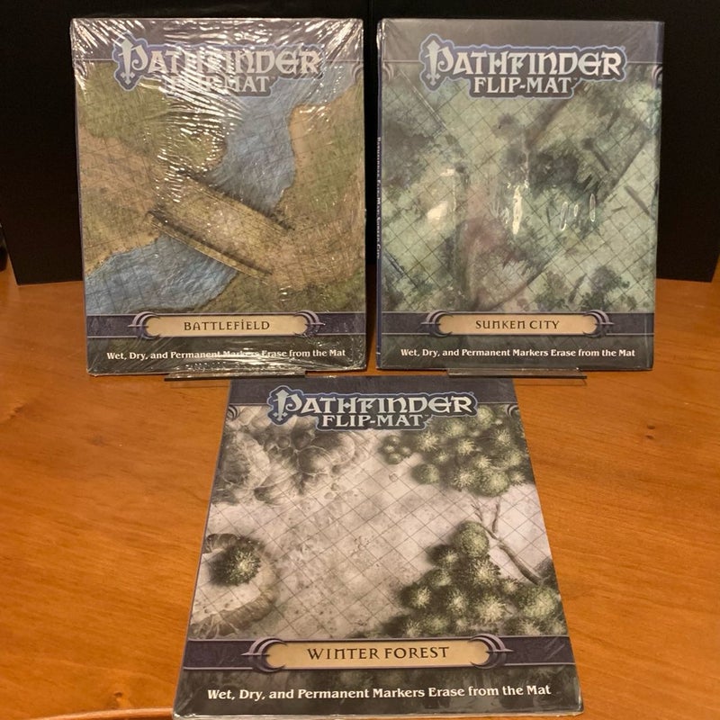Pathfinder Flip-Mat Lot: Battlefield, Sunken City, Winter Forest, NEW in wrap