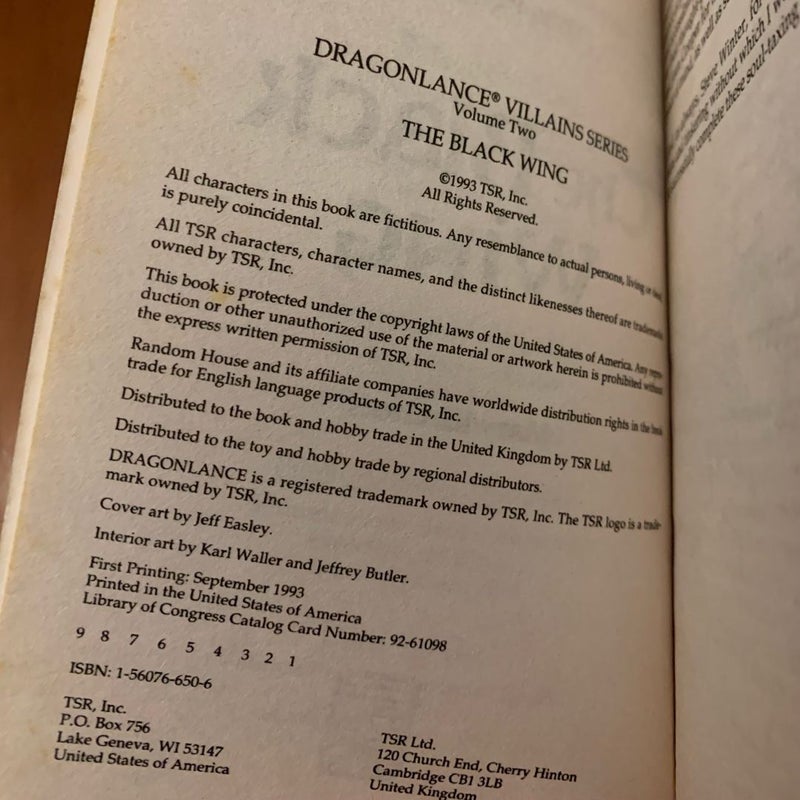 Vintage 1993 First Edition DragonLance: Complete Villains Series 1-6 Set: Before the Mask, The Black Wing, Emperor of Ansalon, Hederick the Theocrat, Lord Toede, The Dark Queen