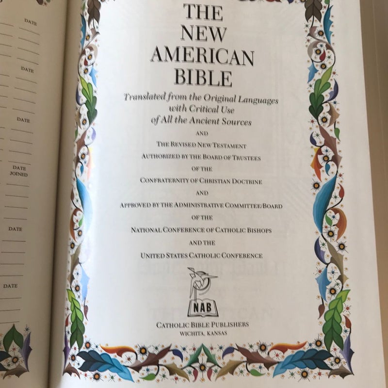 Holy Bible NAB Catholic Heirloom Family Edition The New American Bible 1989–1990