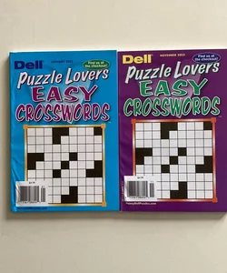 Lot of 2 Dell Puzzle Lovers Easy Crossword Puzxke Books
