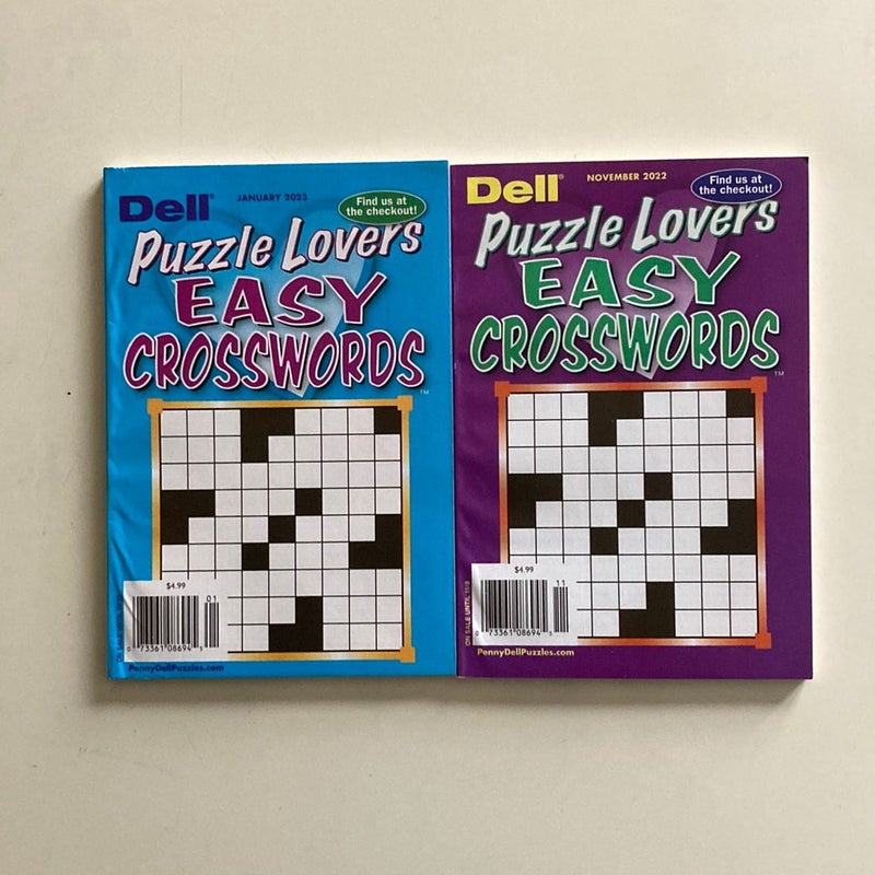 Lot of 2 Dell Puzzle Lovers Easy Crossword Puzxke Books