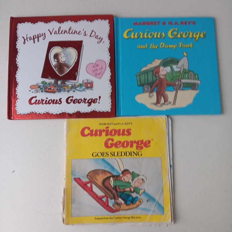 Curious George 3 Book Bundle: Happy Valentines Day, and the Dump Truck, Goes Sledding 