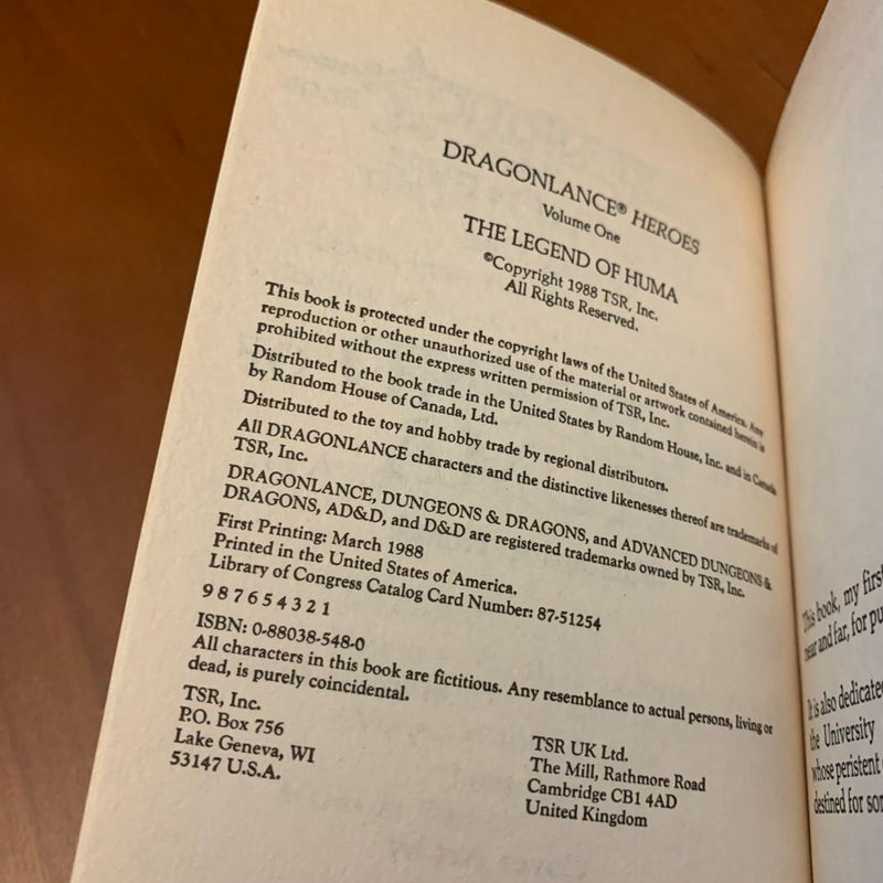 DragonLance: Heroes I & Preludes I Trilogies: Legend of Huma, Stormblade, Weasel’s Luck, Darkness & Light, Kendermore, Brothers Majere, All First Edition First Printing