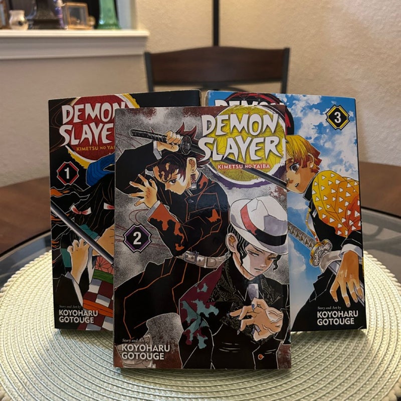 Demon Slayer: Kimetsu No Yaiba, Vol 1, 2 & 3