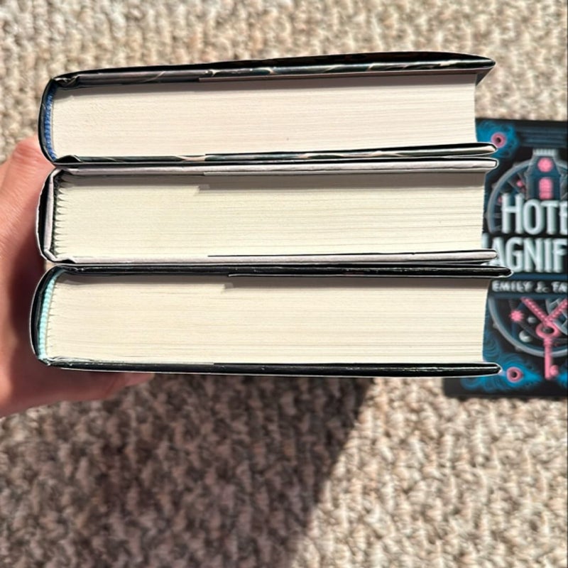 A Study in Drowning, the Whispering Dark, Hotel Magnifique (owlcrate edition, all signed)