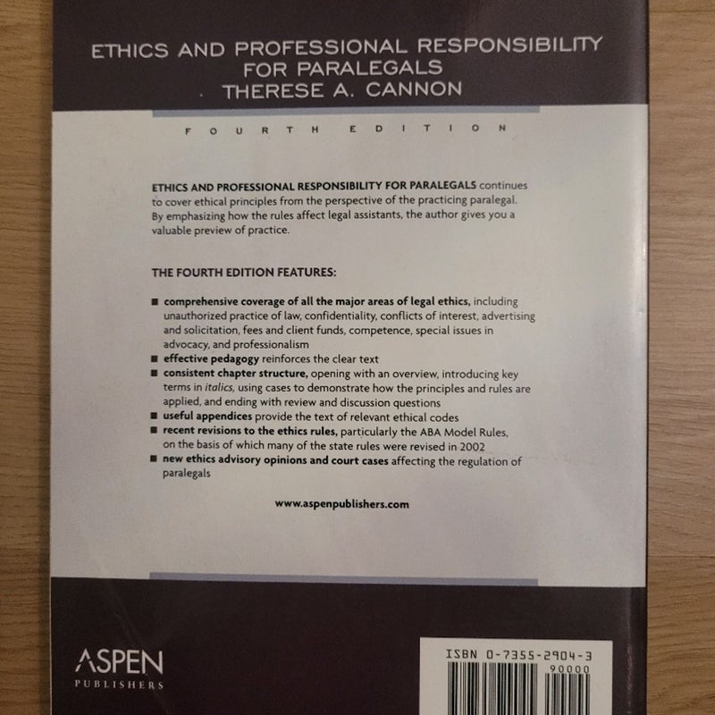Ethics and Professional Responsibility for Legal Assistants
