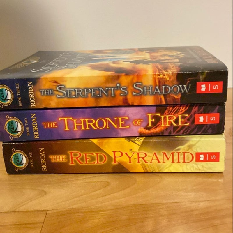 Set of 3 books The Red Pyramid Throne of Fire Serpents Shadow by Rick Riordan