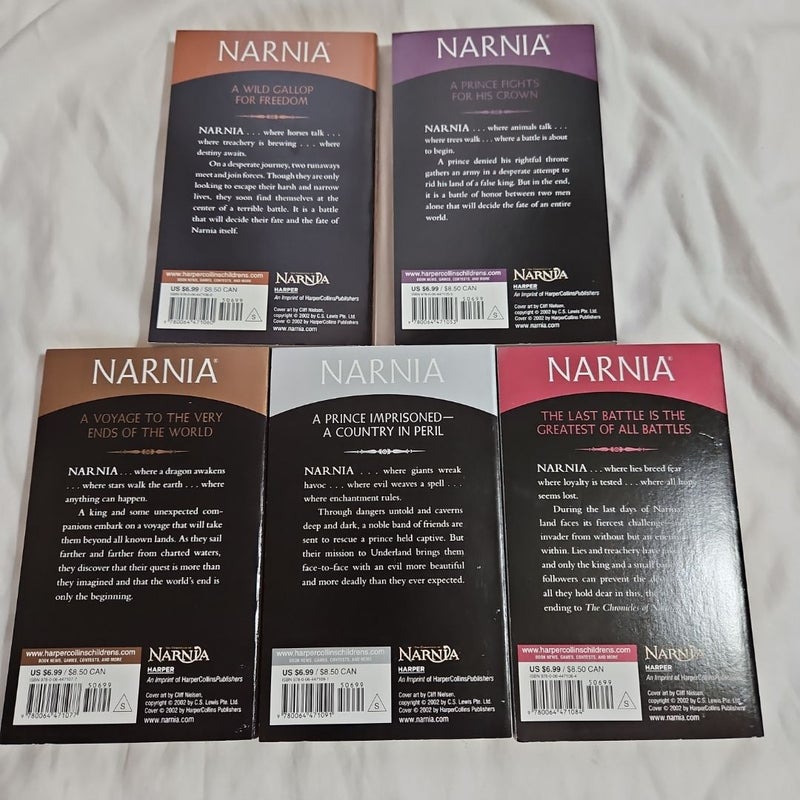 Chronicles of Narnia (3 thru 7) - 5 book lot 