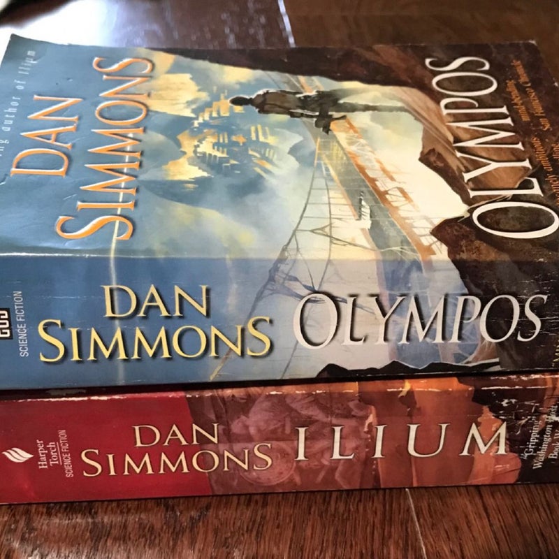 Lot Of (2) Dan Simmons ILIUM & OLYMPOS Duology, Vintage Science Fiction Epic Fantasy 