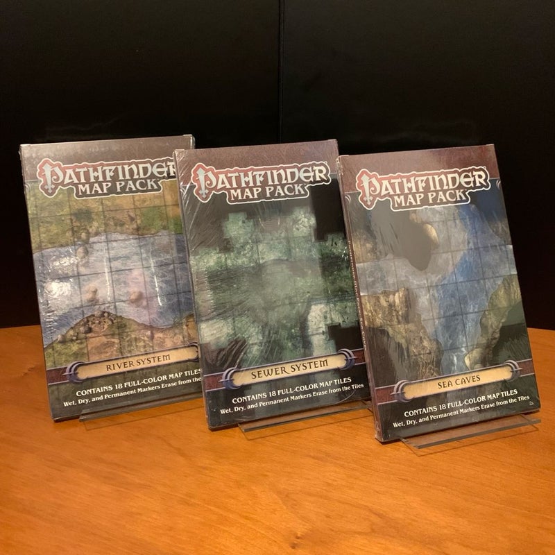 Pathfinder Map Pack Lot: River System, Sewer System, Sea Caves, NEW in wrap