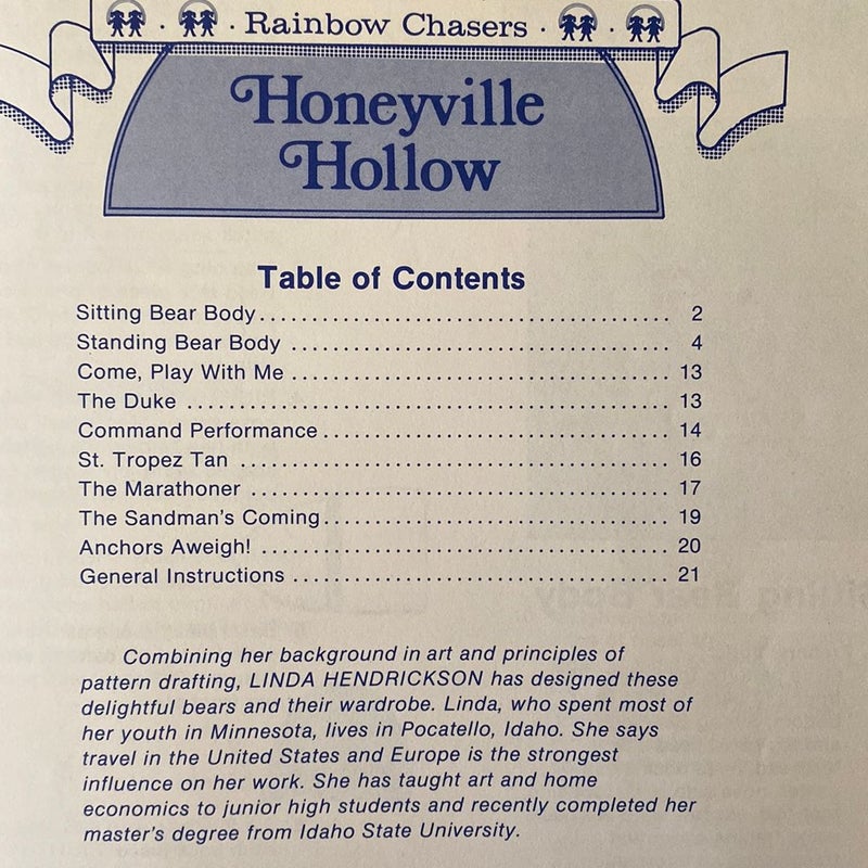 Honeyville Hollow stuffed bear pattern