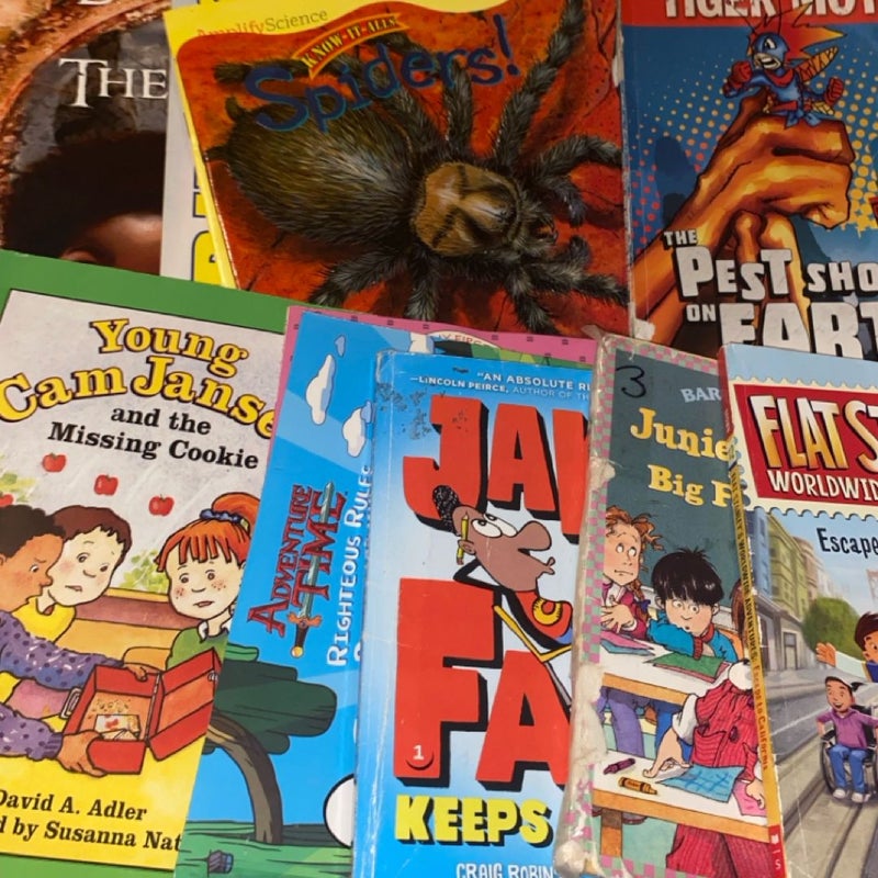 Kids book bundle featuring Junie B Jones, and Flat Stanley