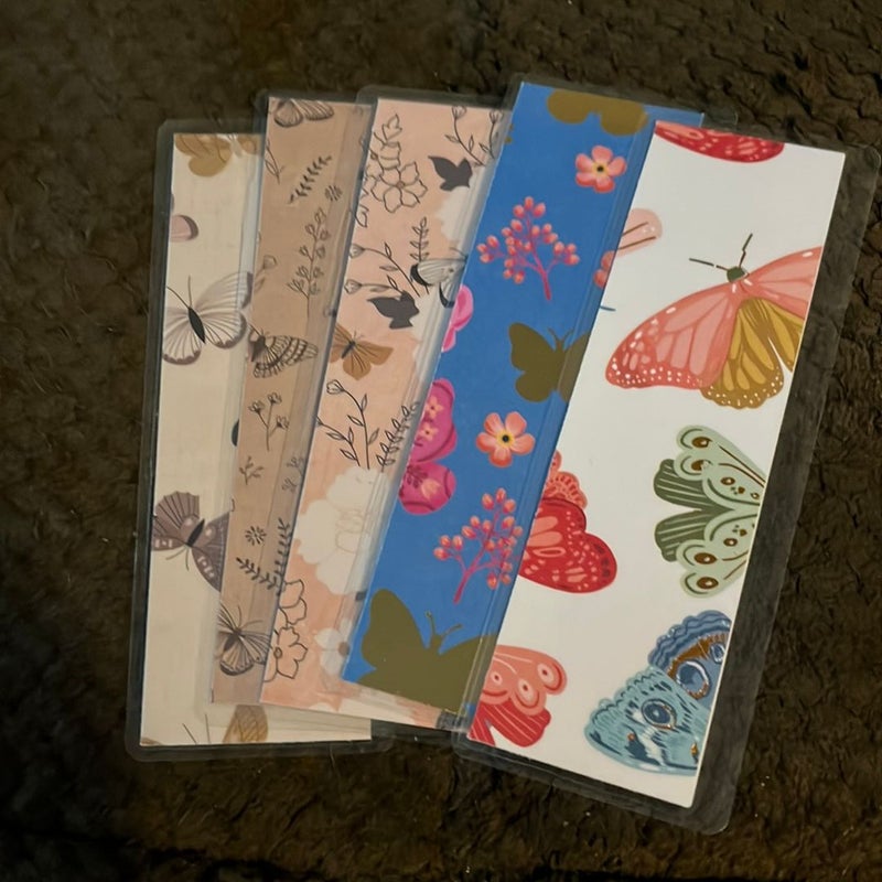 New 5 double sided laminated bookmark butterfly 