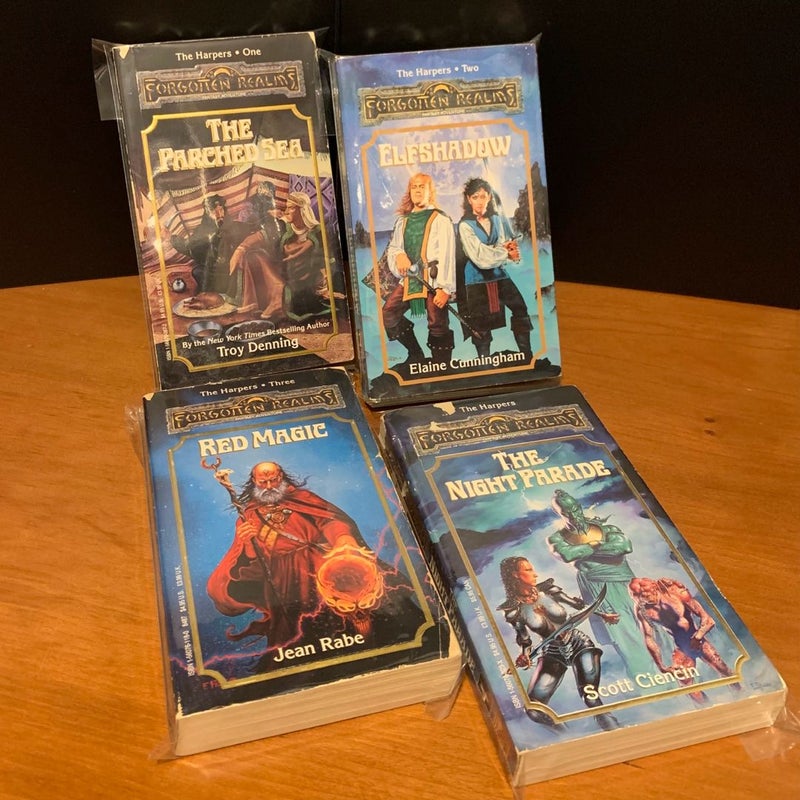 Vintage Forgotten Realms: Harpers Series 1-4: The Parched Sea, Elfshadow, Red Magic, Night Parade