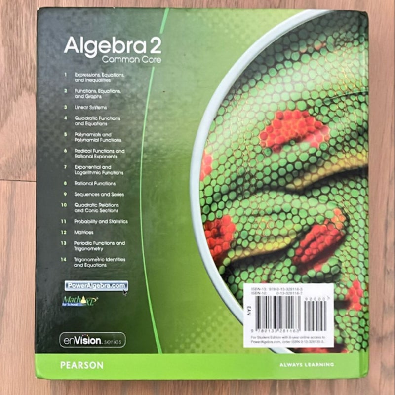 High School Math 2015 Common Core Algebra 2 Student Edition Grades 10/11