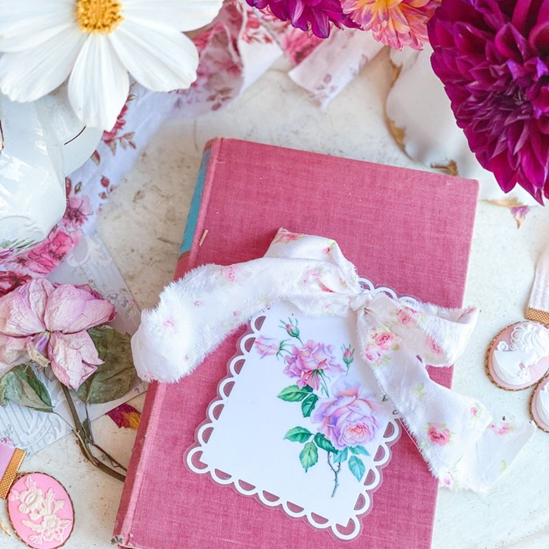 Bespoke Shabby Chic Vintage Rose Square Bookmark