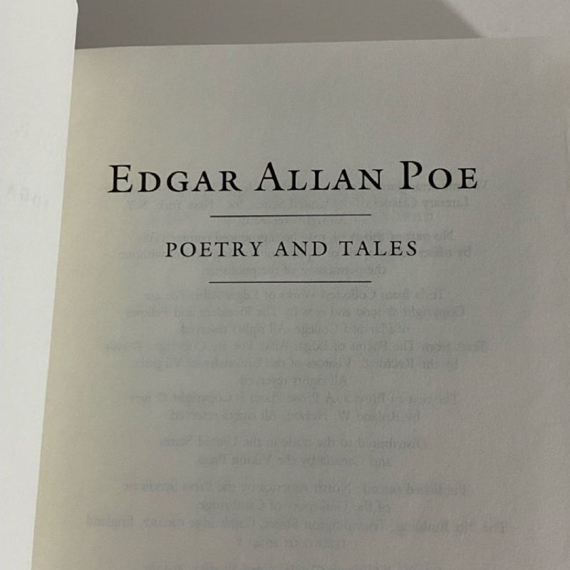 Edgar Allan Poe: Poetry and Tales (LOA #19)