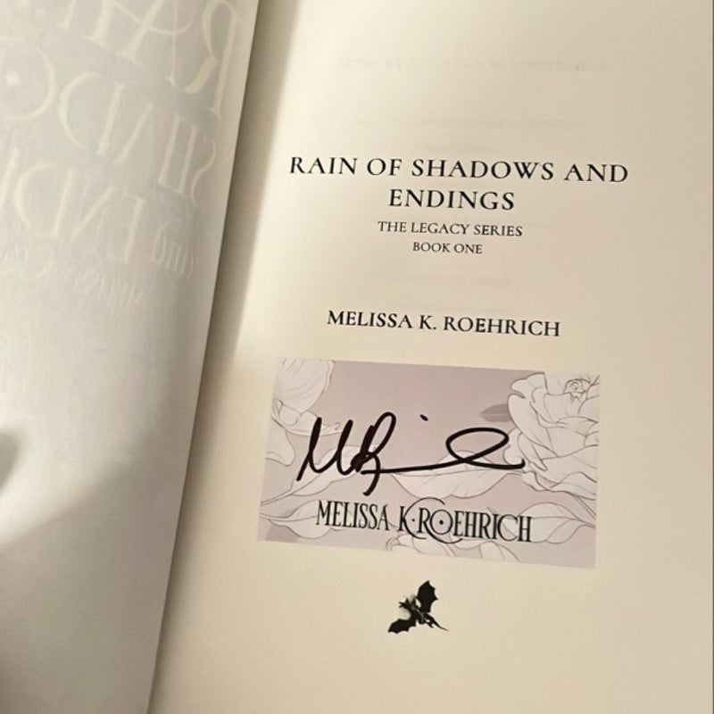 Rain of Shadows and Endings and storm of secrets and sorrow signed special editions