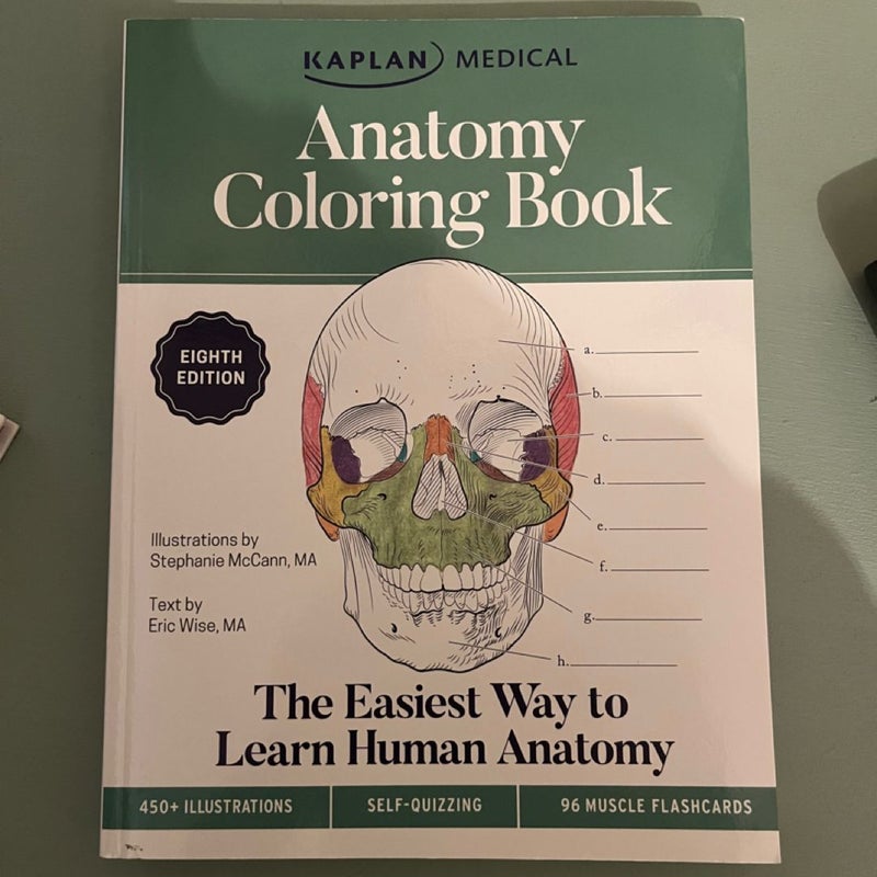 Anatomy Coloring Book with 450+ Realistic Medical Illustrations with Quizzes for Each + 96 Perforated Flashcards of Muscle Origin, Insertion, Action, and Innervation