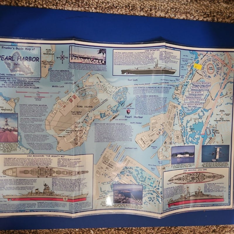 Franko's Laminated Wall Guide Map of PEARL HARBOR