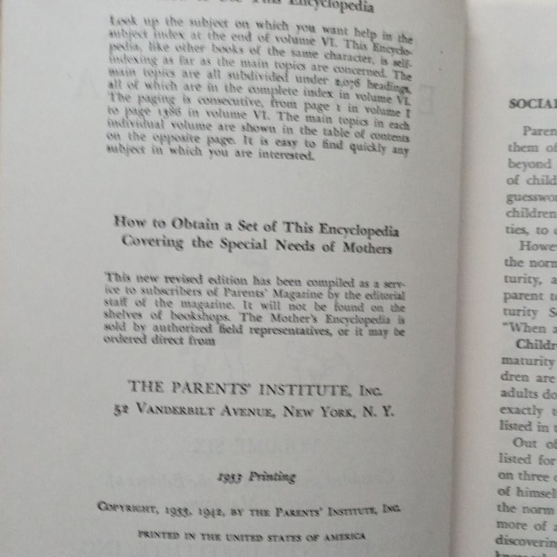 Mother's Encyclopedia 6 Volumes 1953