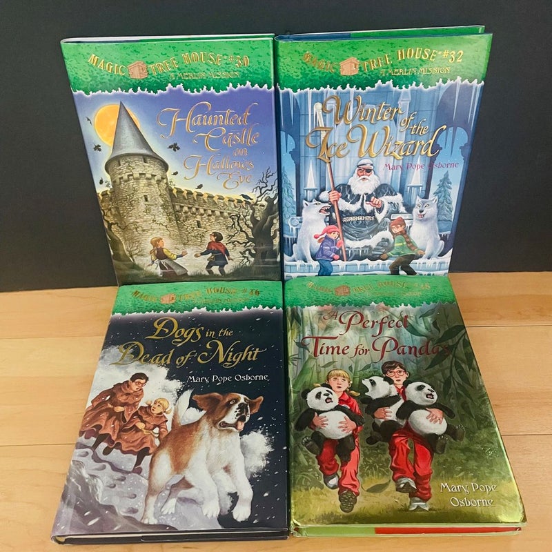 Magic Tree House Bundle (Merlin Mission)Lot of 4; Haunted Castle on Hallows Eve (30), Winter of the Ice Wizard (32), Dogs in the Dead of Night (46), Perfect Time for Pandas (48)