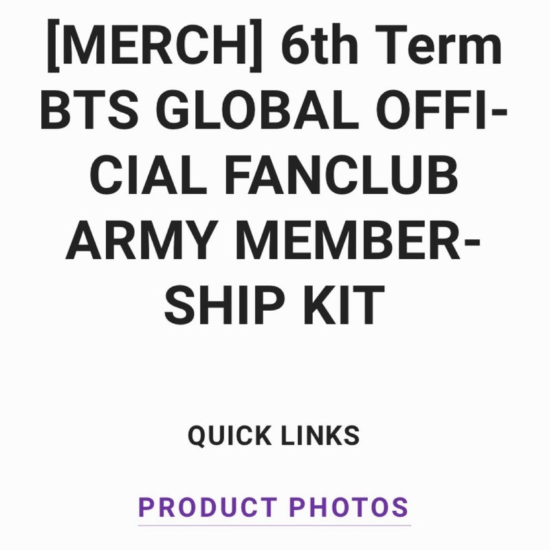 BTS Army shops 6th Membership Kit