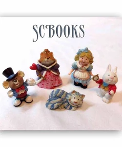 Vintage 1996 Hallmark Merry Miniatures ALICE IN WONDERLAND ~ Set of 5 Figurines