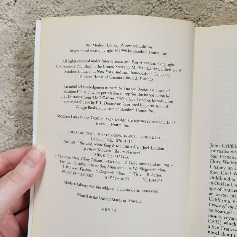 The Call of the Wild, White Fang & To Build a Fire (Modern Library Edition, 1998)