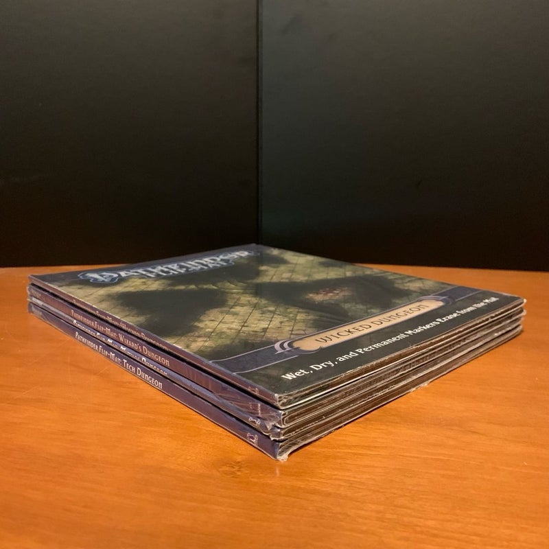 Pathfinder Flip-Mat Lot: Wicked, Wizard's, Mythos, Tech Dungeon, NEW in wrap