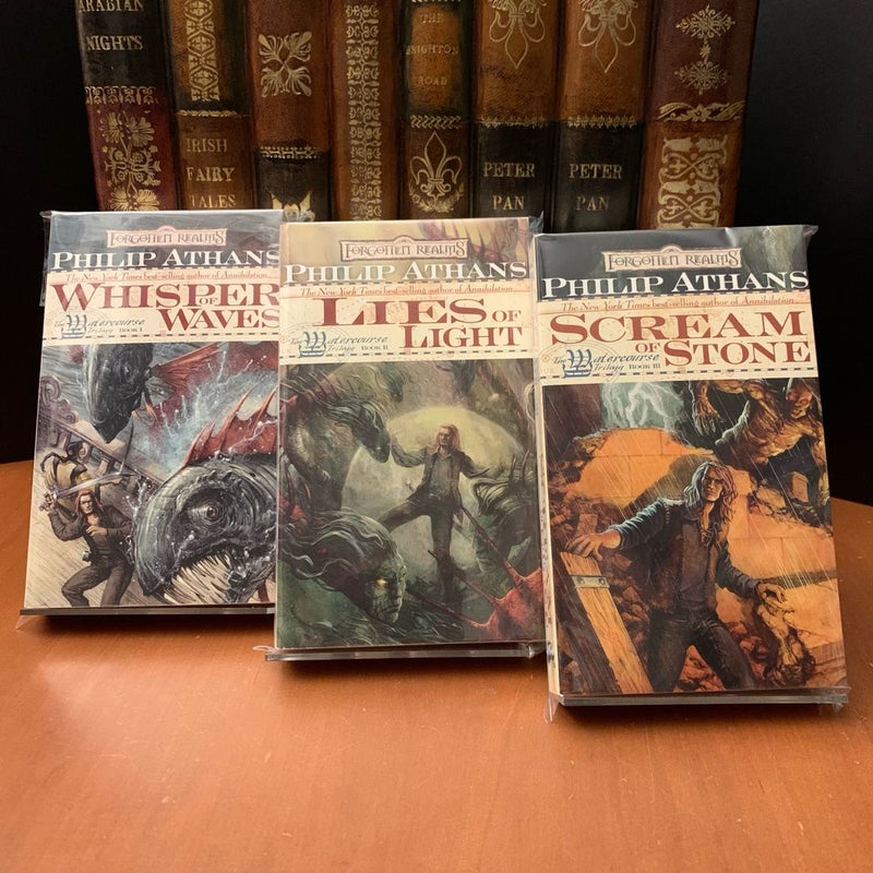 Forgotten Realms: Complete Watercourse Trilogy 1-3 Set: Whisper of Waves, Lies of Light, Scream of Stone, All First Edition First Printing