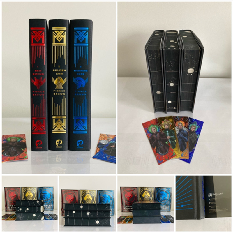 Red Rising Trilogy SIGNED Fairyloot Iron Editions w/ Fairyloot Red Rising Bookmarks!