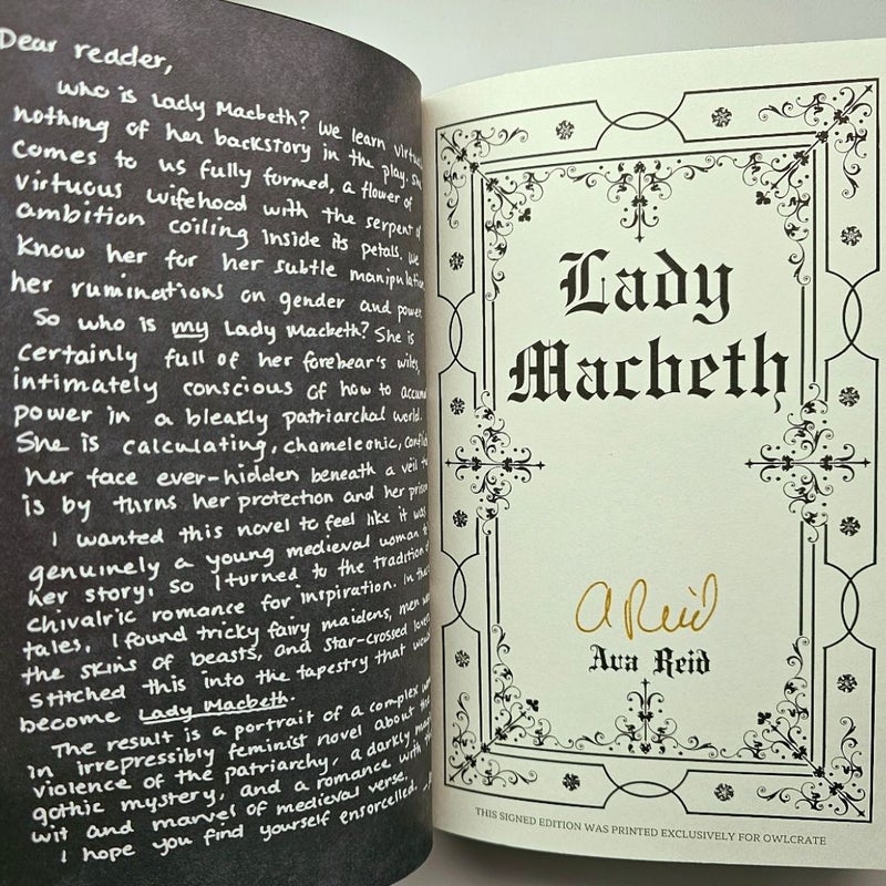 Lady Macbeth SIGNED By Ava Reid Owlcrate Special Edition Exclusive Art & Design