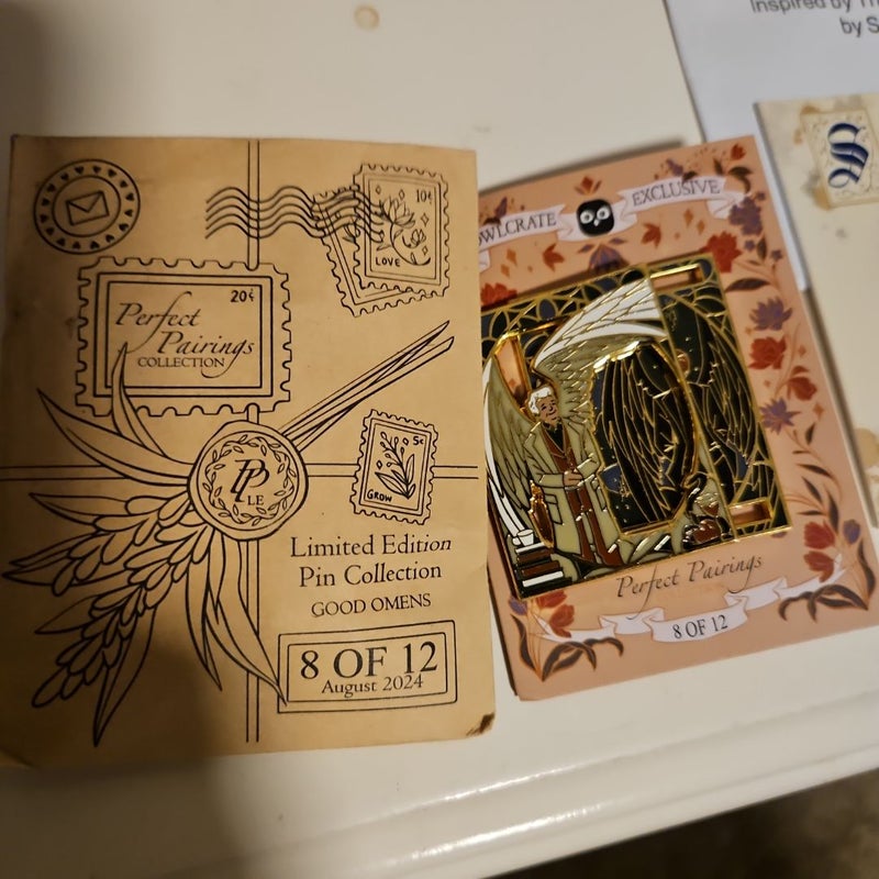 Owlcrate good omens collectible exclusive bookish merch pin
